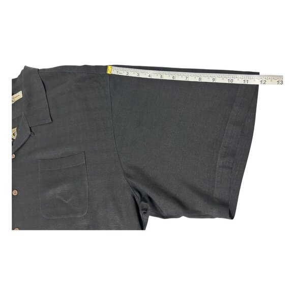 Tommy Bahama Embroidered Black Camp Shirt XXL 100% Rayon Short Sleeve Button-Up - Picture 12 of 13